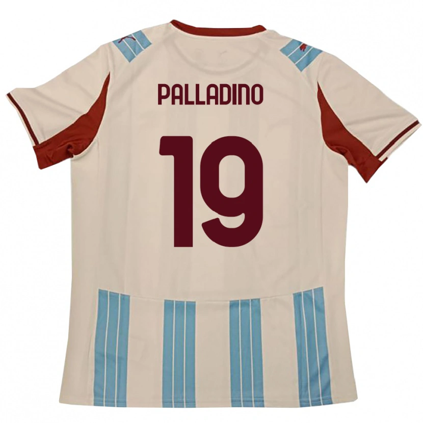 Danxen Uomo Maglia Alfonso Palladino #19 Azzurro Cielo Bianco Kit Gara Away 2025/26 Maglietta