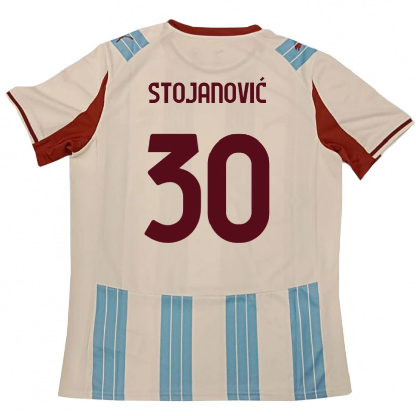 Danxen Uomo Maglia Petar Stojanović #30 Azzurro Cielo Bianco Kit Gara Away 2025/26 Maglietta