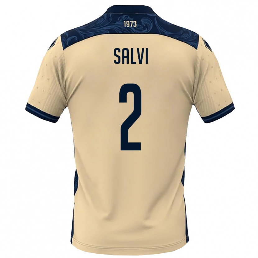 Danxen Uomo Maglia Alessandro Salvi #2 Bianco Navy Kit Gara Away 2025/26 Maglietta
