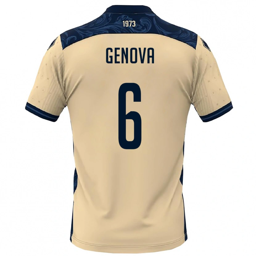 Danxen Uomo Maglia Alessio Genova #6 Bianco Navy Kit Gara Away 2025/26 Maglietta