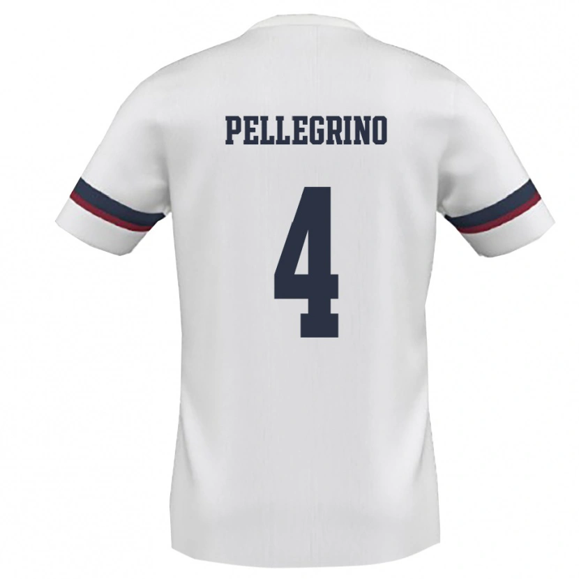 Danxen Uomo Maglia Francesco Pellegrino #4 Bianco Rosso Kit Gara Away 2025/26 Maglietta