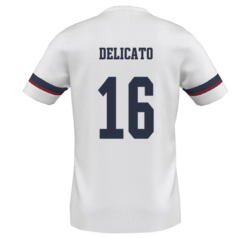 Danxen Uomo Maglia Gianmario Delicato #16 Bianco Rosso Kit Gara Away 2025/26 Maglietta