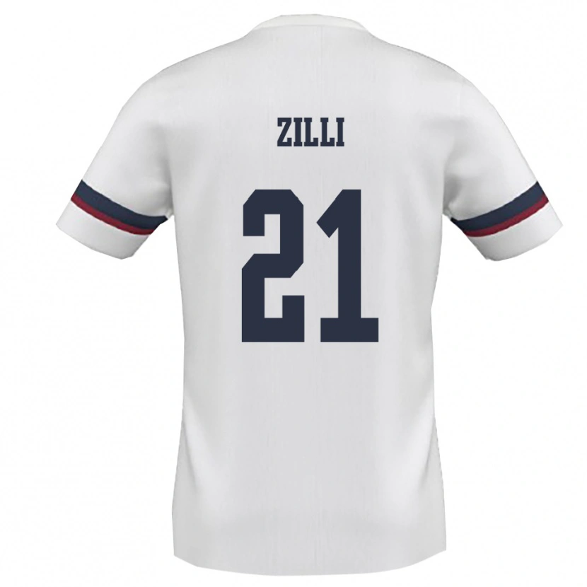 Danxen Uomo Maglia Massimo Zilli #21 Bianco Rosso Kit Gara Away 2025/26 Maglietta