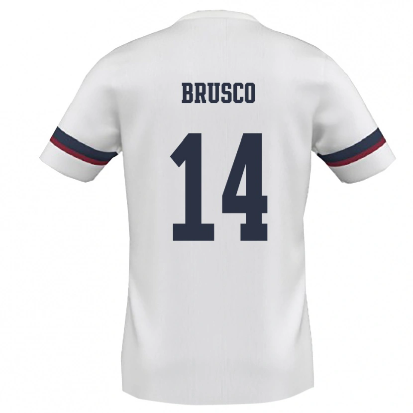 Danxen Uomo Maglia Alessandro Brusco #14 Bianco Rosso Kit Gara Away 2025/26 Maglietta