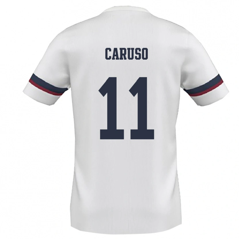 Danxen Uomo Maglia Daniele Caruso #11 Bianco Rosso Kit Gara Away 2025/26 Maglietta