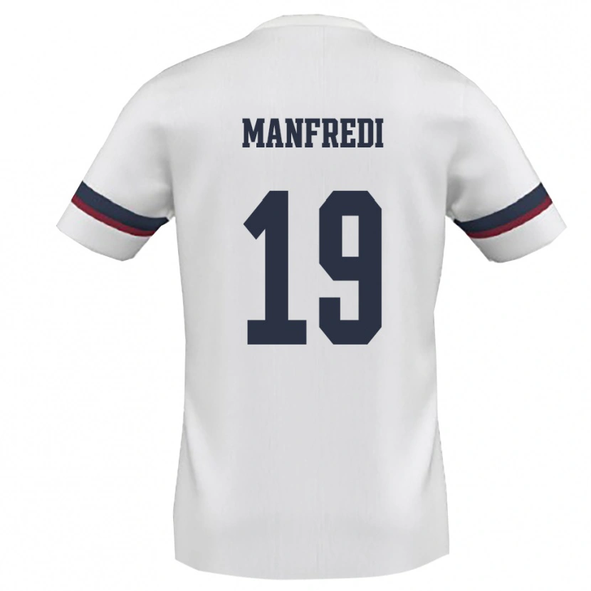 Danxen Uomo Maglia Antonio Manfredi #19 Bianco Rosso Kit Gara Away 2025/26 Maglietta