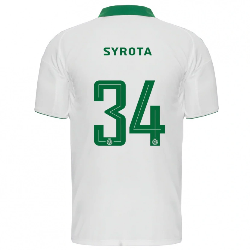 Danxen Uomo Maglia Oleksandr Syrota #34 Bianco Verde Kit Gara Away 2025/26 Maglietta