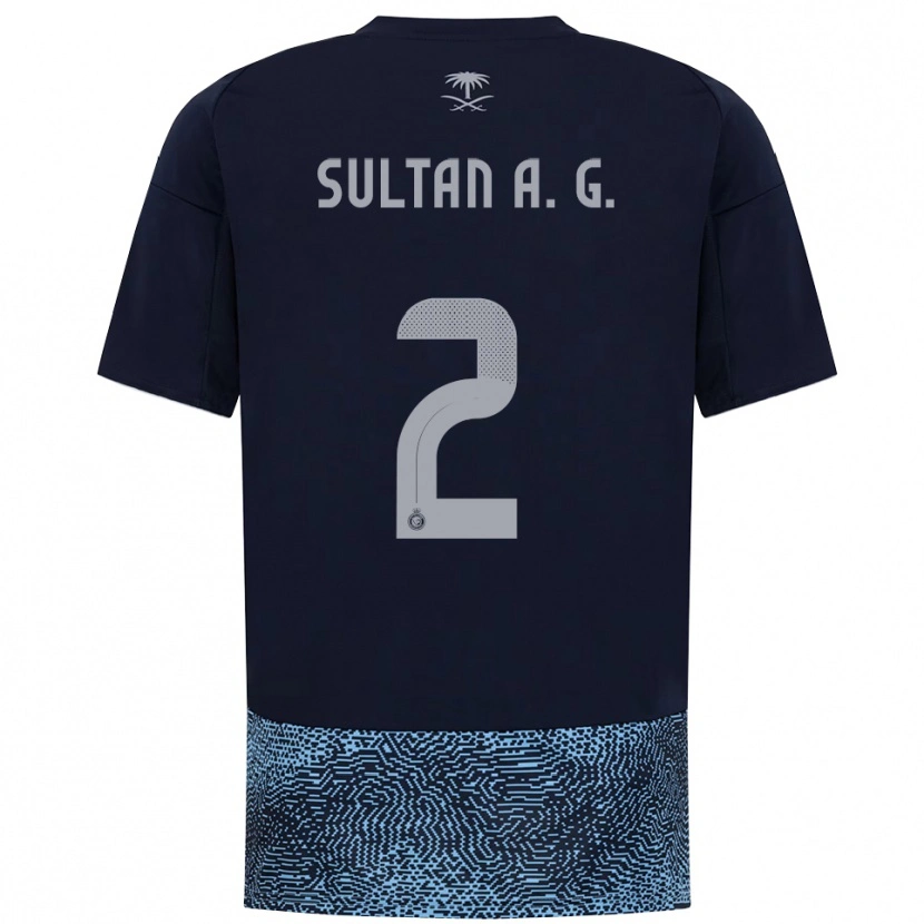 Danxen Uomo Maglia Sultan Al-Ghannam #2 Navy Azzurro Cielo Kit Gara Away 2025/26 Maglietta