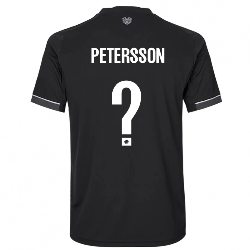 Danxen Uomo Maglia Oliver Petersson #0 Nero Bianco Kit Gara Away 2025/26 Maglietta
