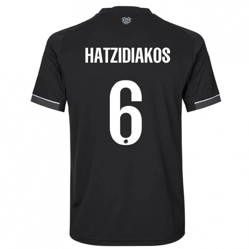 Danxen Uomo Maglia Pantelis Hatzidiakos #6 Nero Bianco Kit Gara Away 2025/26 Maglietta