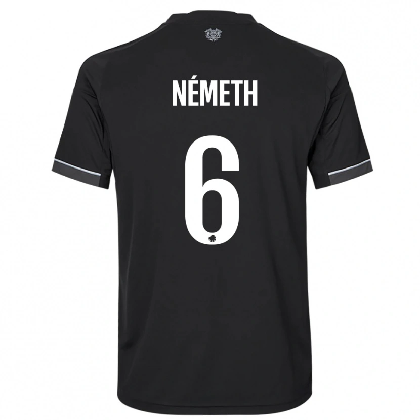 Danxen Uomo Maglia Hunor Németh #6 Nero Bianco Kit Gara Away 2025/26 Maglietta