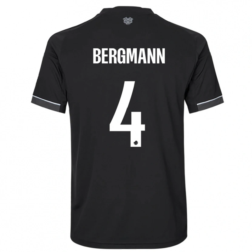 Danxen Uomo Maglia Olivia Bergmann #4 Nero Bianco Kit Gara Away 2025/26 Maglietta