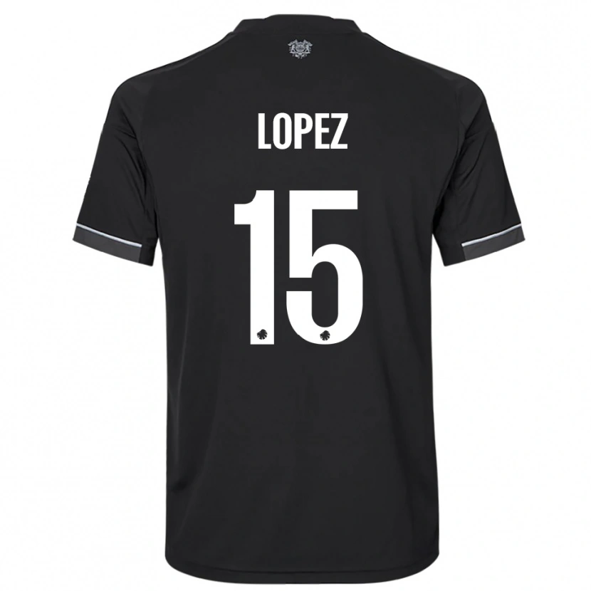 Danxen Uomo Maglia Marcos López #15 Nero Bianco Kit Gara Away 2025/26 Maglietta