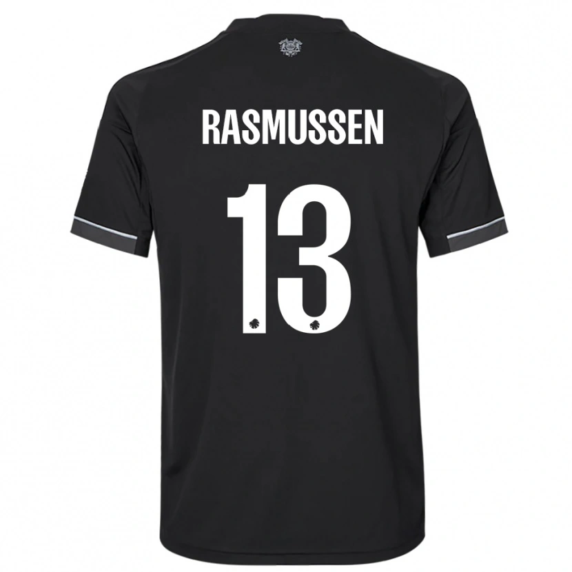 Danxen Uomo Maglia Sara Rasmussen #13 Nero Bianco Kit Gara Away 2025/26 Maglietta