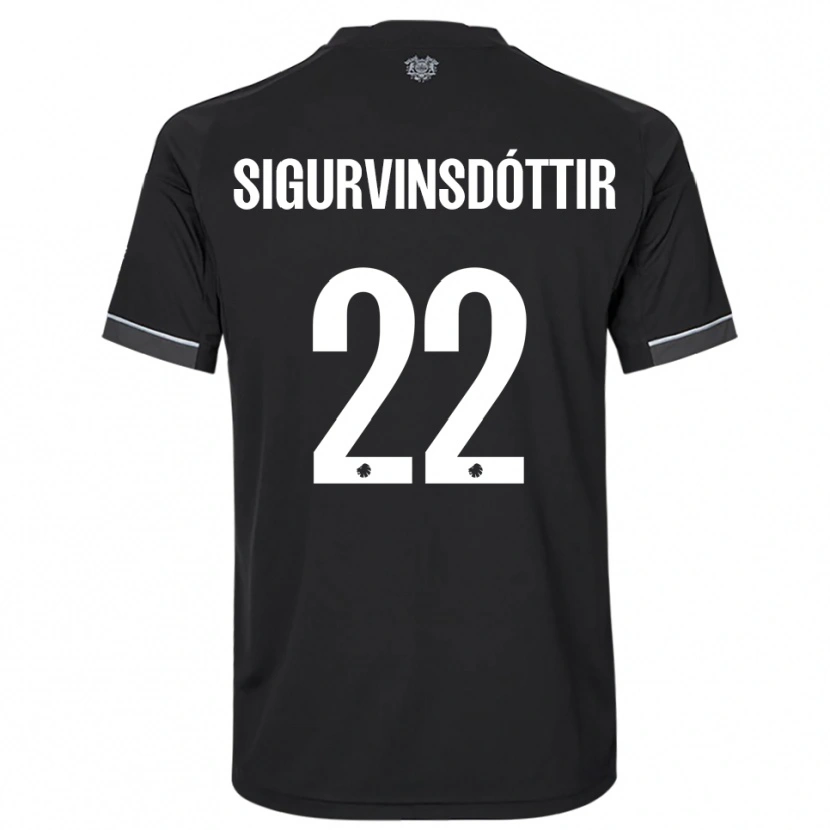 Danxen Uomo Maglia Sunneva Sigurvinsdóttir #22 Nero Bianco Kit Gara Away 2025/26 Maglietta