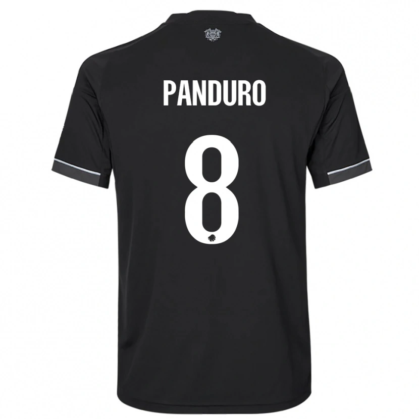 Danxen Uomo Maglia Tristan Panduro #8 Nero Bianco Kit Gara Away 2025/26 Maglietta