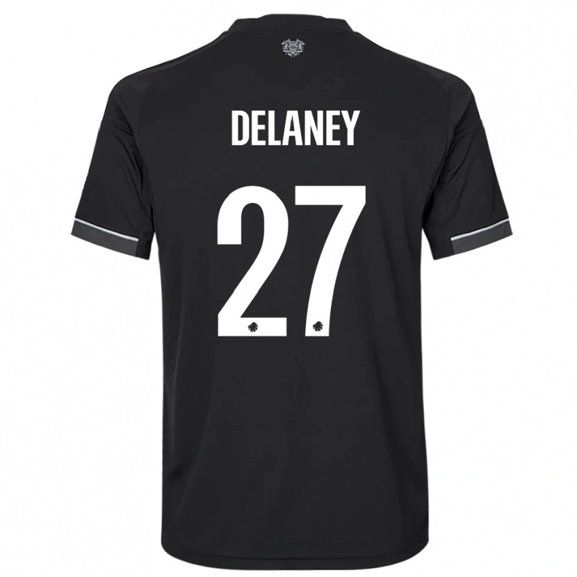Danxen Uomo Maglia Thomas Delaney #27 Nero Bianco Kit Gara Away 2025/26 Maglietta