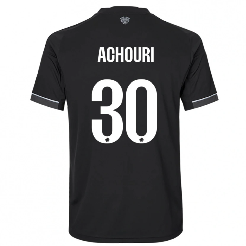 Danxen Uomo Maglia Elias Achouri #30 Nero Bianco Kit Gara Away 2025/26 Maglietta