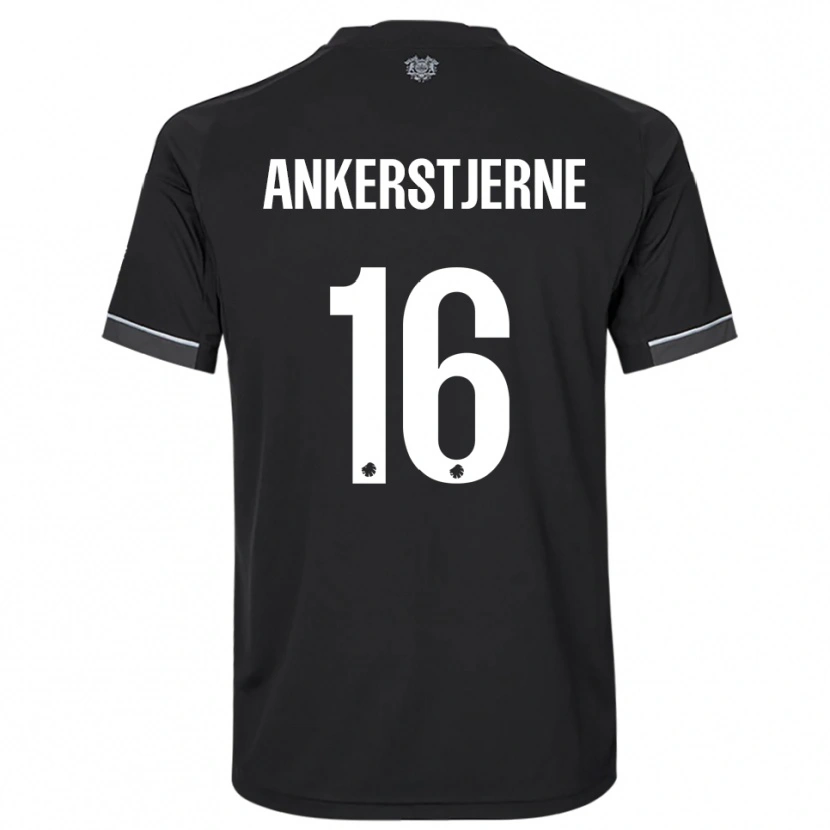 Danxen Uomo Maglia Ida Ankerstjerne #16 Nero Bianco Kit Gara Away 2025/26 Maglietta