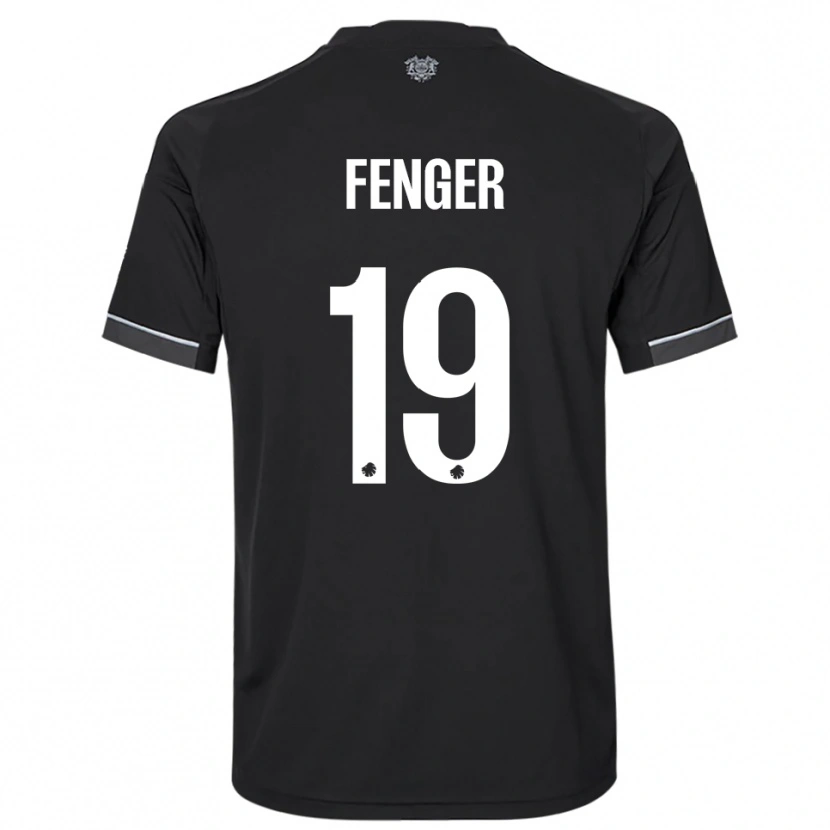 Danxen Uomo Maglia Oskar Fenger #19 Nero Bianco Kit Gara Away 2025/26 Maglietta