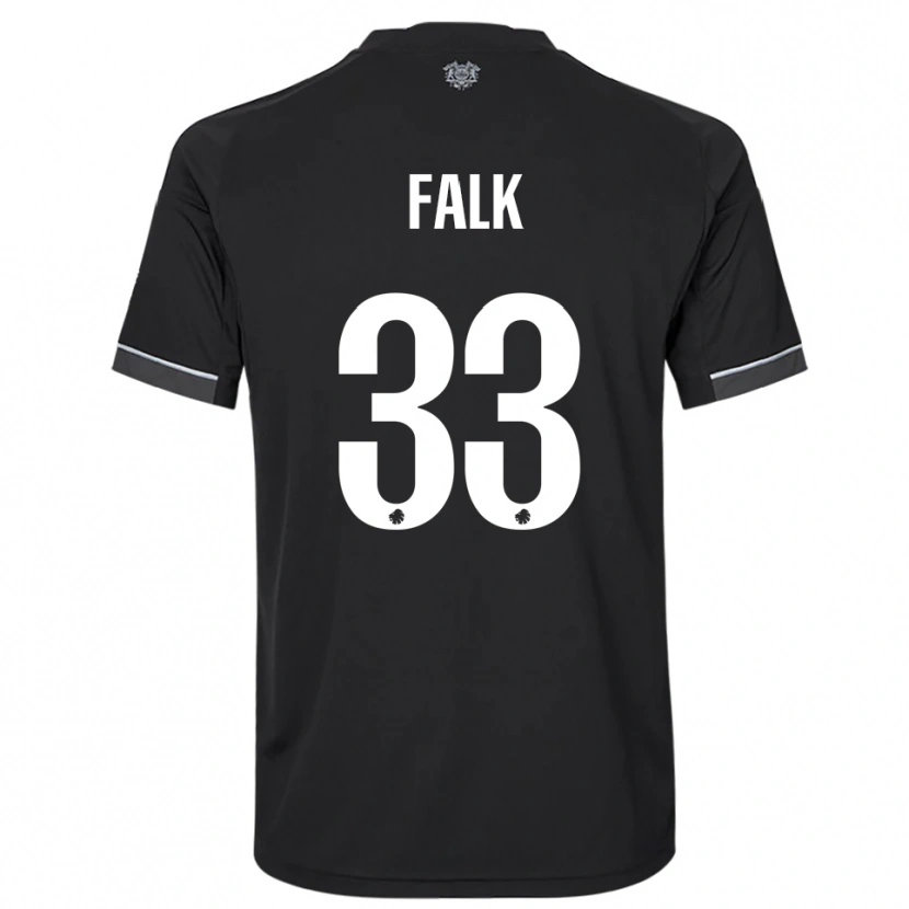 Danxen Uomo Maglia Rasmus Falk #33 Nero Bianco Kit Gara Away 2025/26 Maglietta