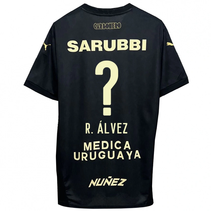 Danxen Uomo Maglia Rodrigo Álvez #0 Nero Oro Kit Gara Away 2025/26 Maglietta