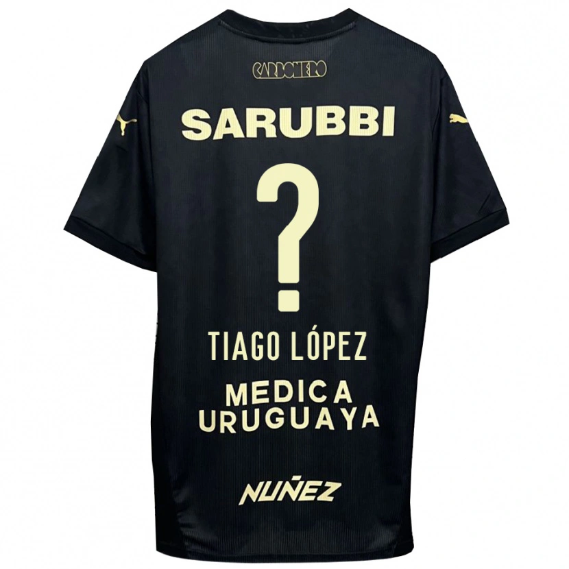 Danxen Uomo Maglia Tiago López #0 Nero Oro Kit Gara Away 2025/26 Maglietta