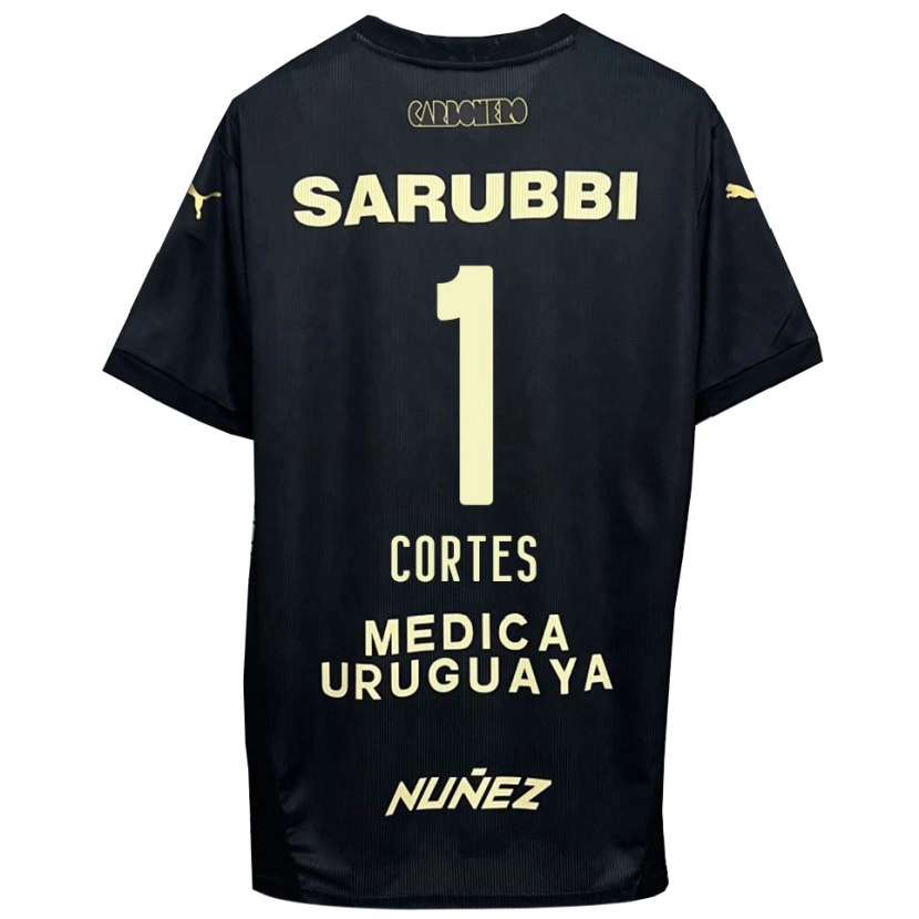 Danxen Uomo Maglia Brayan Cortés #1 Nero Oro Kit Gara Away 2025/26 Maglietta