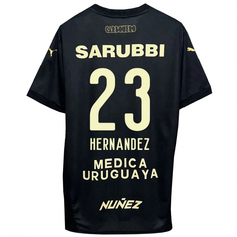 Danxen Uomo Maglia Abel Hernandez #23 Nero Oro Kit Gara Away 2025/26 Maglietta