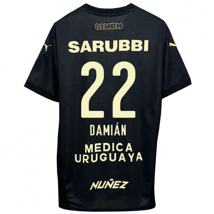 Danxen Uomo Maglia Damián Suárez #22 Nero Oro Kit Gara Away 2025/26 Maglietta