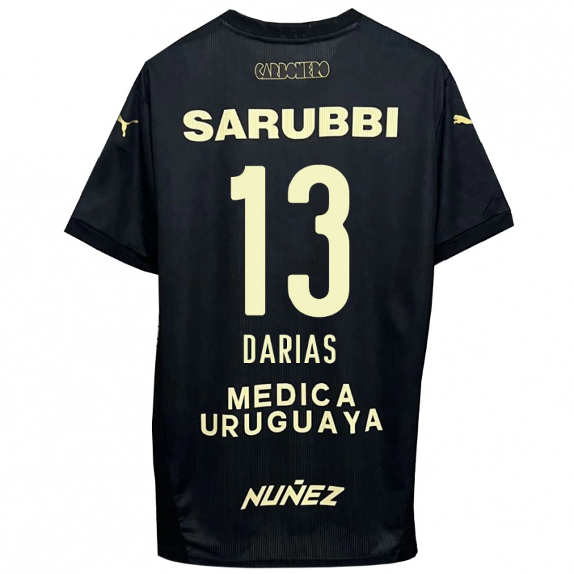 Danxen Uomo Maglia Eduardo Darias #13 Nero Oro Kit Gara Away 2025/26 Maglietta