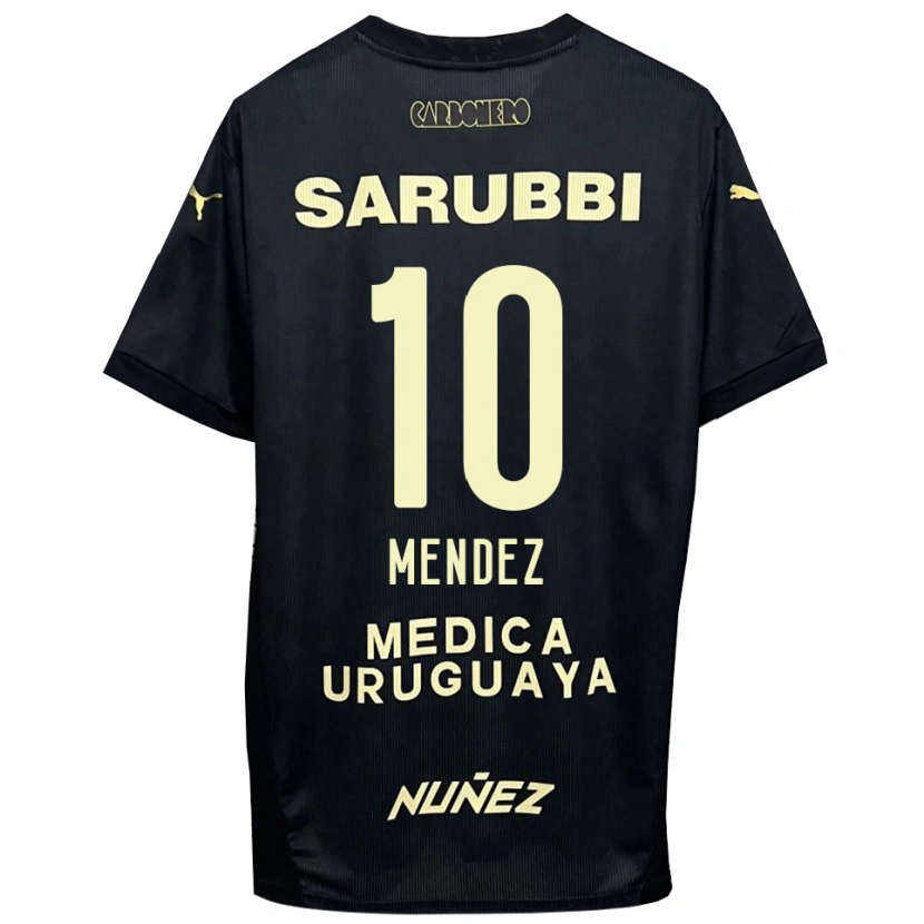 Danxen Uomo Maglia Kevin Méndez #10 Nero Oro Kit Gara Away 2025/26 Maglietta