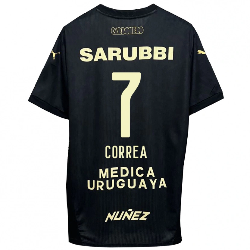 Danxen Uomo Maglia Franco Correa #7 Nero Oro Kit Gara Away 2025/26 Maglietta