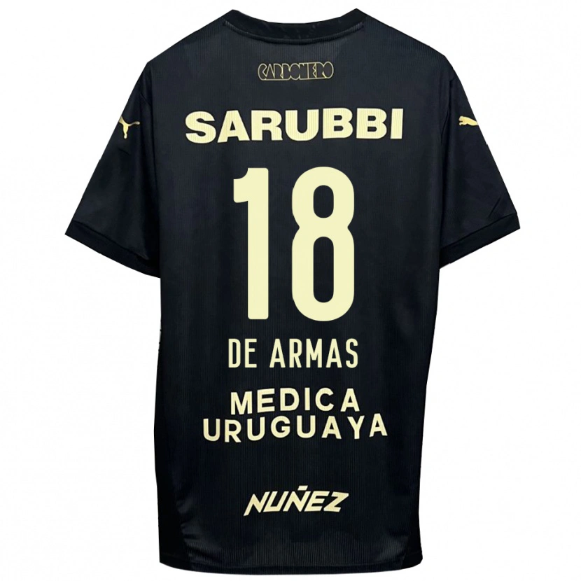 Danxen Uomo Maglia Nahuel De Armas #18 Nero Oro Kit Gara Away 2025/26 Maglietta