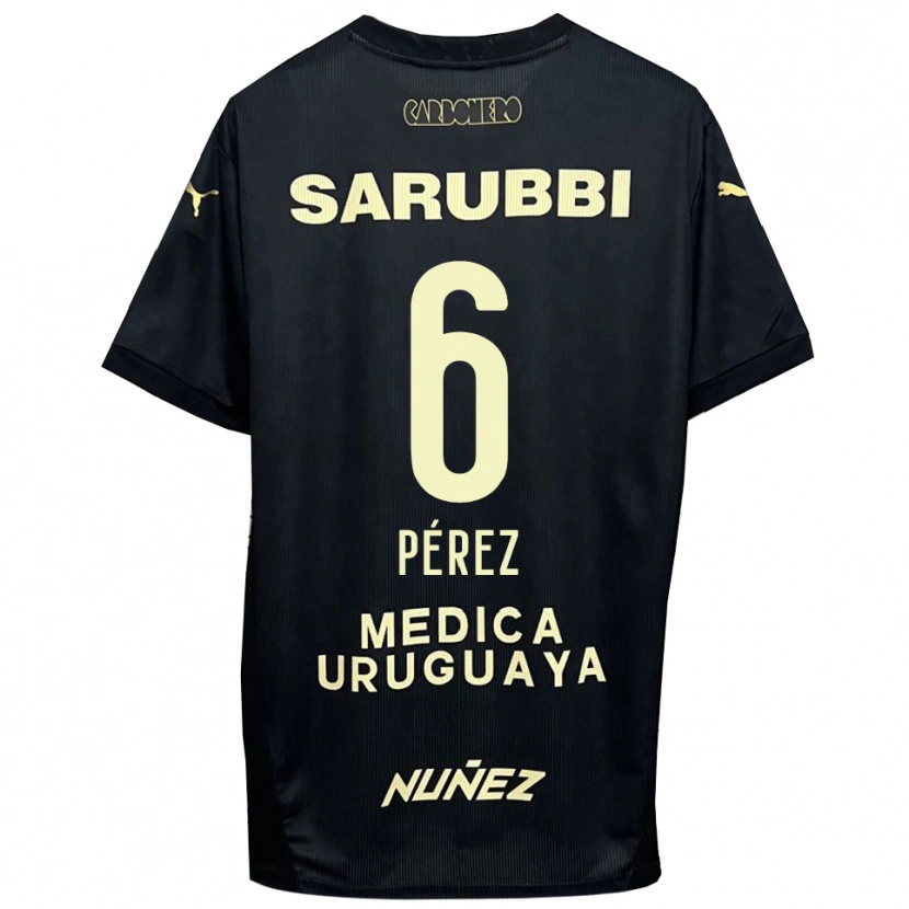 Danxen Uomo Maglia Rodrigo Pérez #6 Nero Oro Kit Gara Away 2025/26 Maglietta