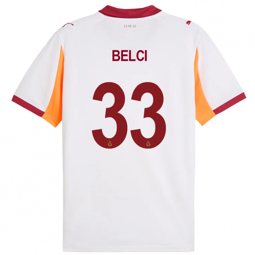 Danxen Uomo Maglia Çiğdem Belci #33 Bianco Rosso Kit Gara Away 2025/26 Maglietta