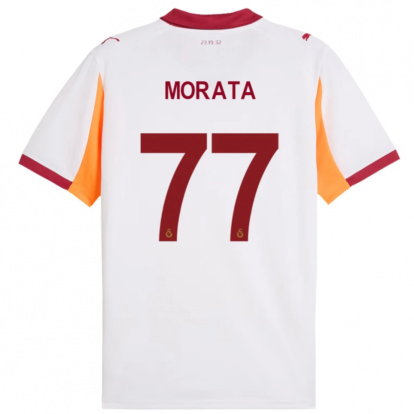 Danxen Uomo Maglia Álvaro Morata #77 Bianco Rosso Kit Gara Away 2025/26 Maglietta