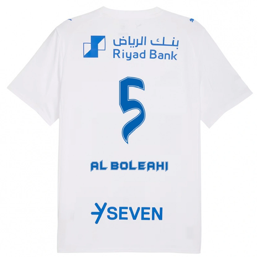 Danxen Uomo Maglia Ali Al-Bulayhi #5 Bianco Blu Kit Gara Away 2025/26 Maglietta