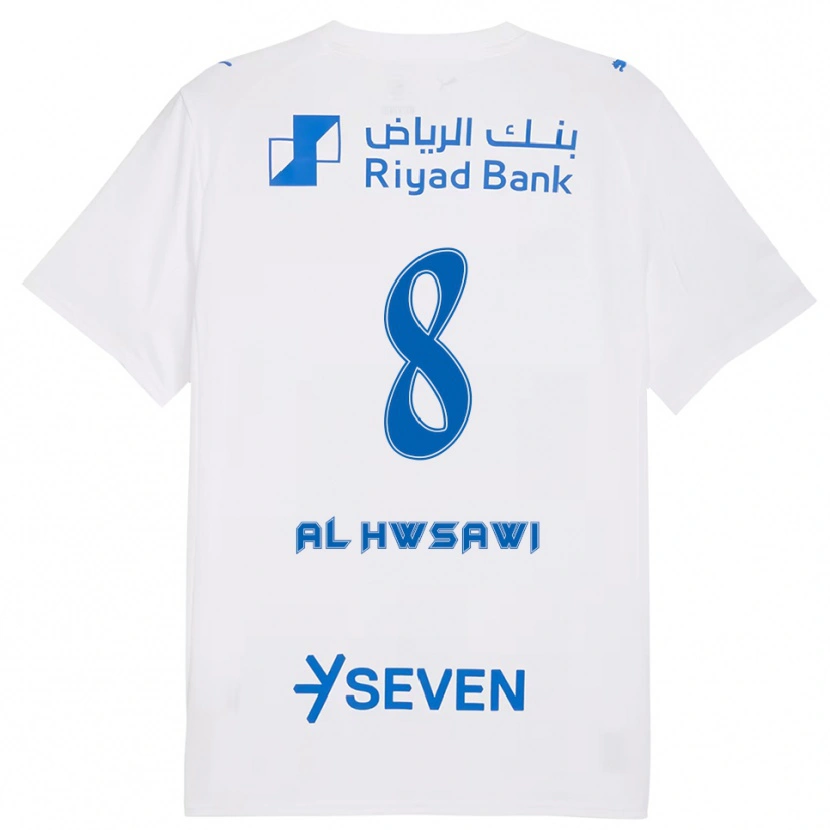 Danxen Uomo Maglia Al Bandari Al-Hwsawi #8 Bianco Blu Kit Gara Away 2025/26 Maglietta