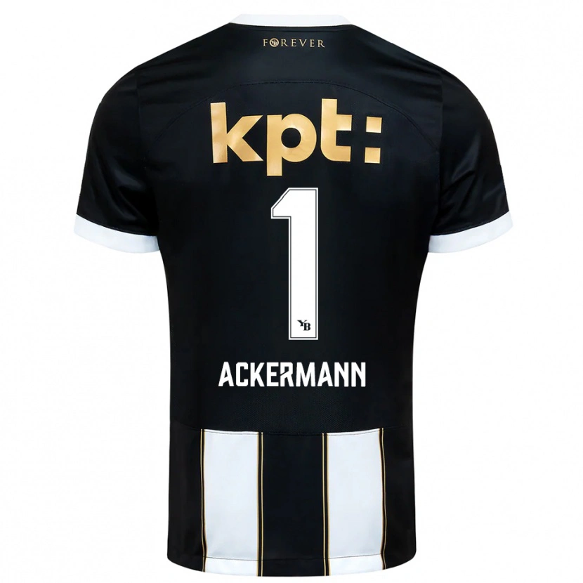 Danxen Uomo Maglia Jara Ackermann #1 Nero Bianco Kit Gara Away 2025/26 Maglietta