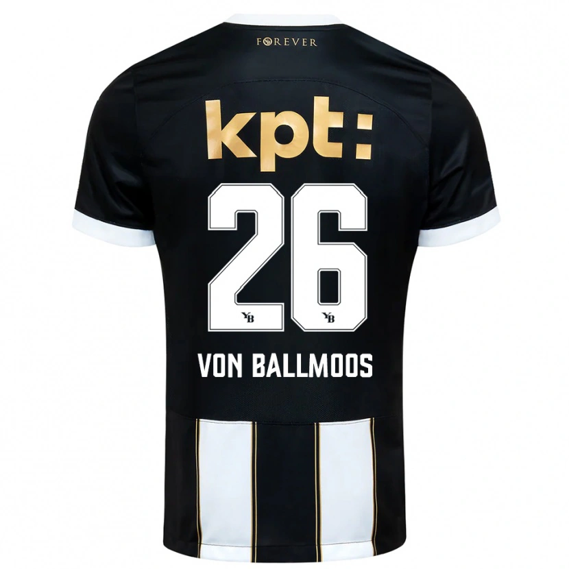 Danxen Uomo Maglia David Von Ballmoos #26 Nero Bianco Kit Gara Away 2025/26 Maglietta