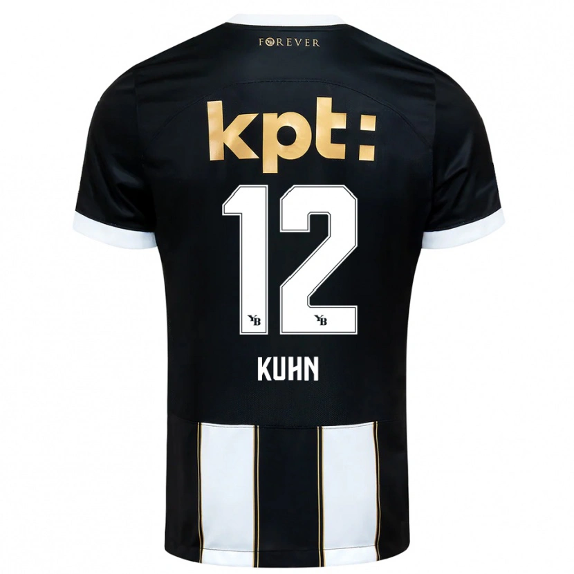 Danxen Uomo Maglia Athena Kühn #12 Nero Bianco Kit Gara Away 2025/26 Maglietta