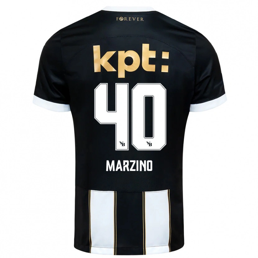 Danxen Uomo Maglia Dario Marzino #40 Nero Bianco Kit Gara Away 2025/26 Maglietta