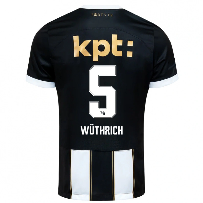 Danxen Uomo Maglia Gregory Wüthrich #5 Nero Bianco Kit Gara Away 2025/26 Maglietta