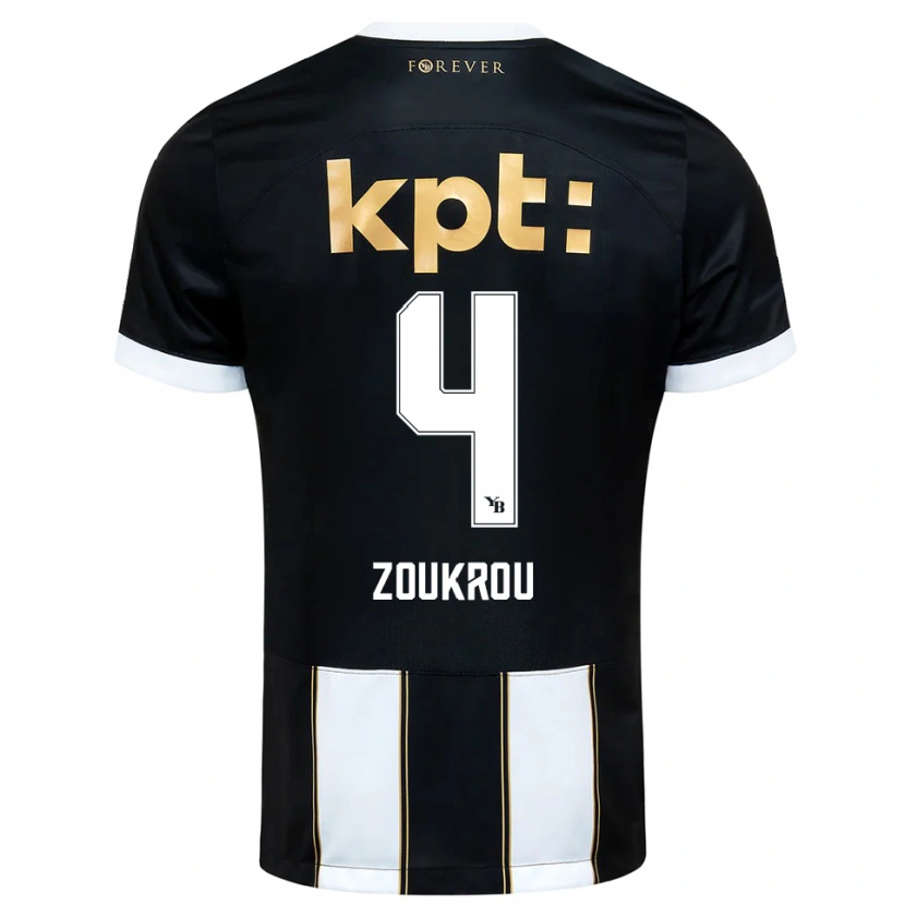 Danxen Uomo Maglia Tanguy Zoukrou #4 Nero Bianco Kit Gara Away 2025/26 Maglietta