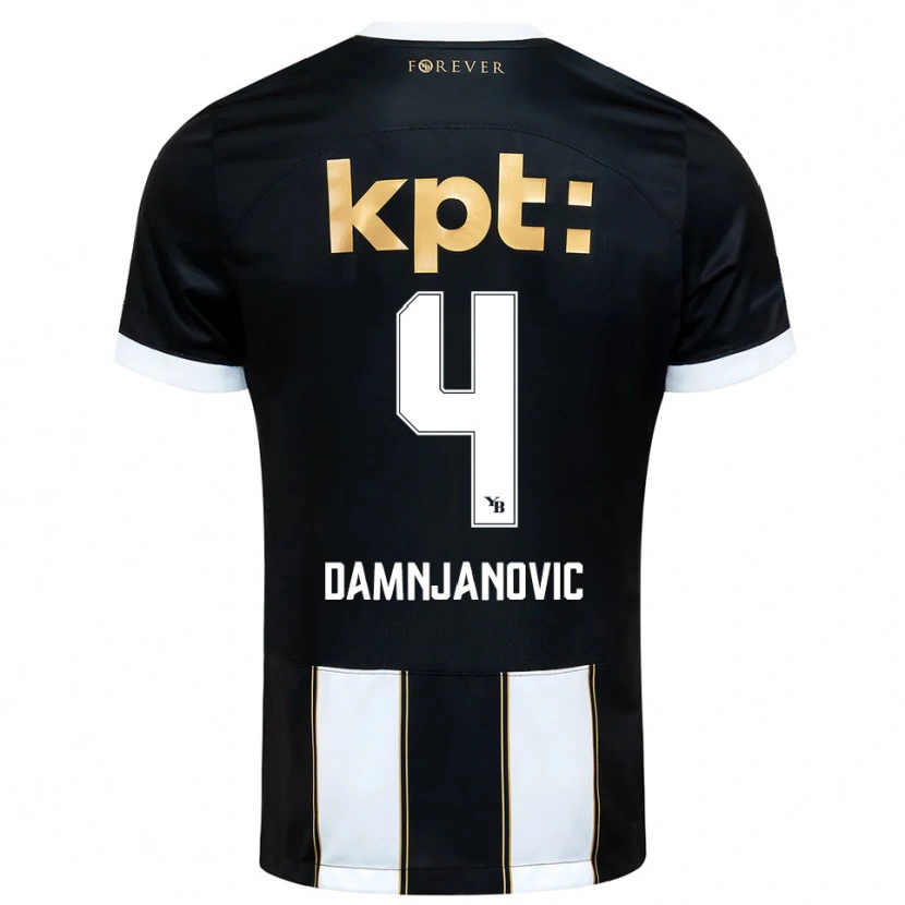 Danxen Uomo Maglia Lazar Damnjanovic #4 Nero Bianco Kit Gara Away 2025/26 Maglietta