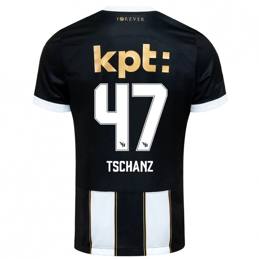 Danxen Uomo Maglia Noë Tschanz #47 Nero Bianco Kit Gara Away 2025/26 Maglietta