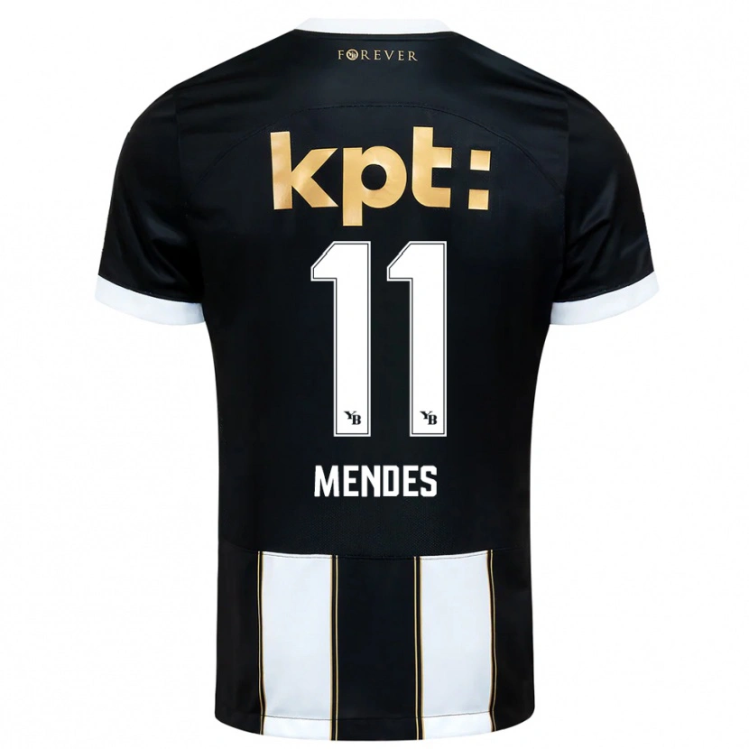 Danxen Uomo Maglia Daniel Mendes #11 Nero Bianco Kit Gara Away 2025/26 Maglietta