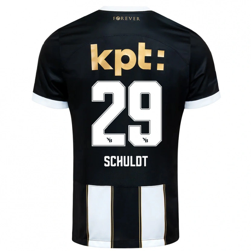 Danxen Uomo Maglia Inga Schuldt #29 Nero Bianco Kit Gara Away 2025/26 Maglietta