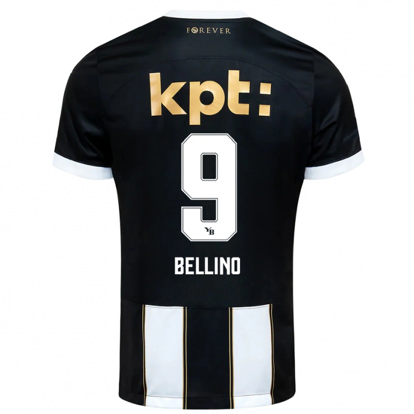 Danxen Uomo Maglia Mattia Bellino #9 Nero Bianco Kit Gara Away 2025/26 Maglietta